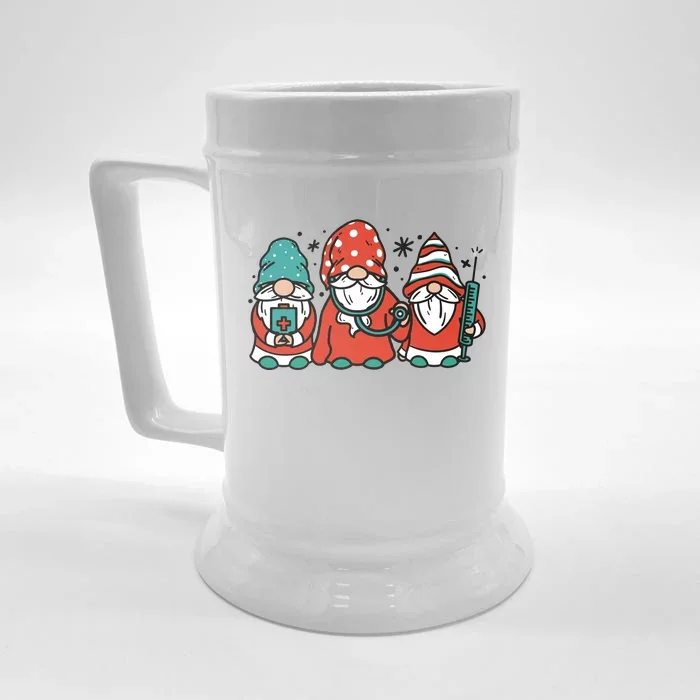 Christmas Nurse Gnomes Holiday Front & Back Beer Stein