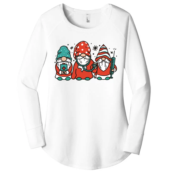 Christmas Nurse Gnomes Holiday Women's Perfect Tri Tunic Long Sleeve Shirt