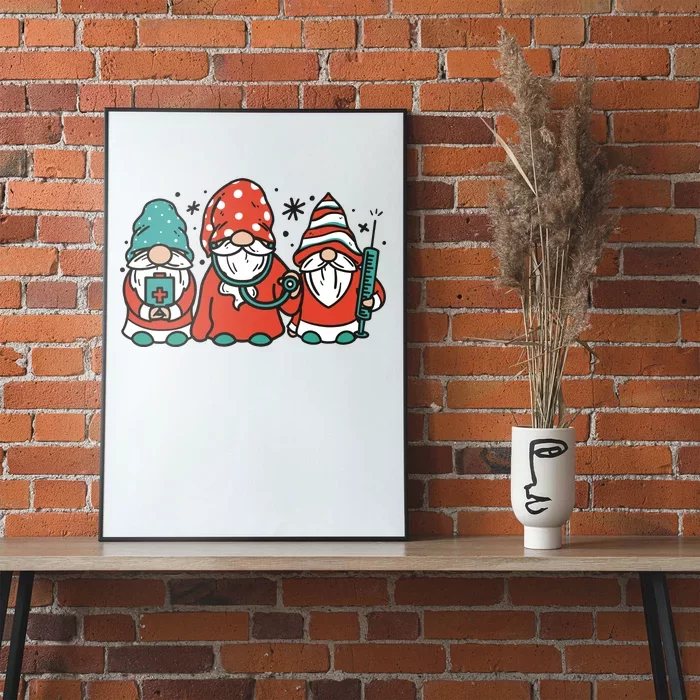 Christmas Nurse Gnomes Holiday Poster