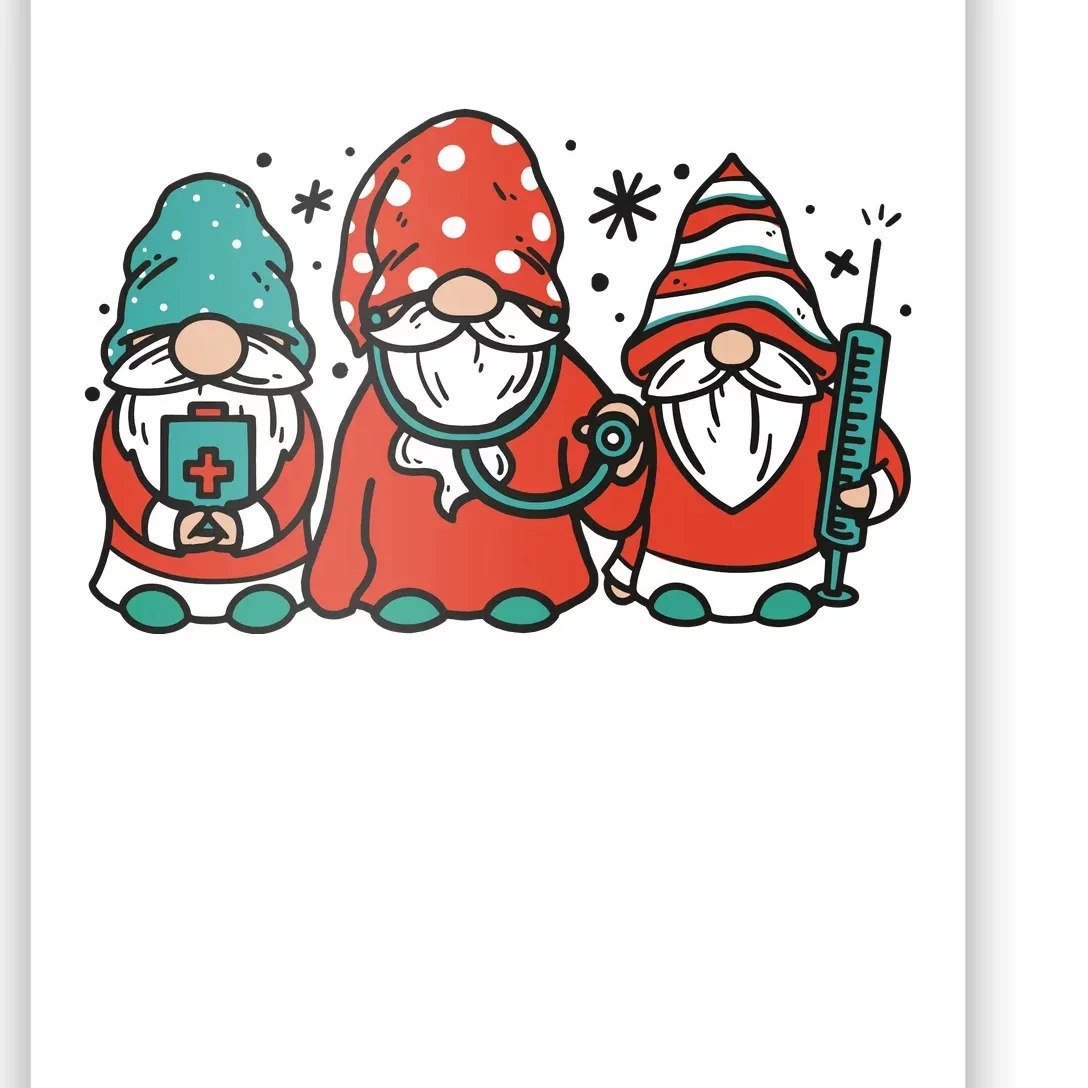 Christmas Nurse Gnomes Holiday Poster