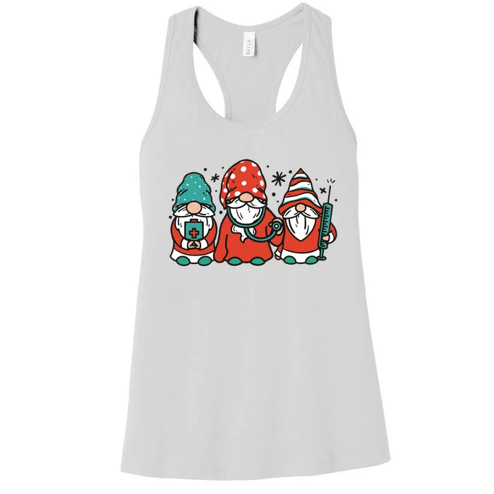 Christmas Nurse Gnomes Holiday Women's Racerback Tank