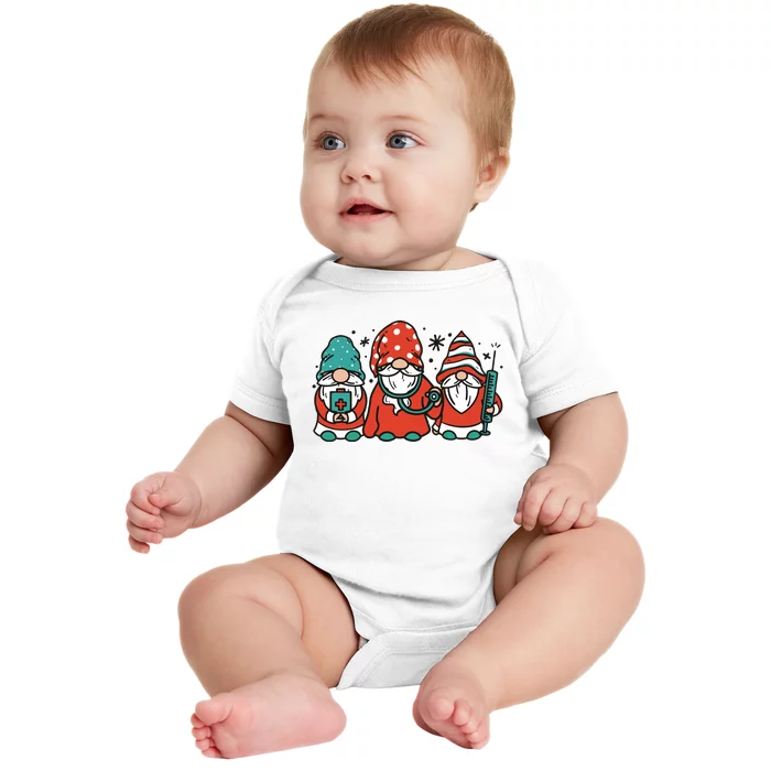 Christmas Nurse Gnomes Holiday Baby Bodysuit