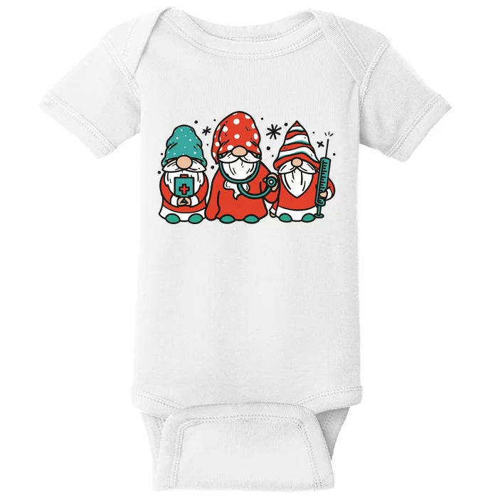 Christmas Nurse Gnomes Holiday Baby Bodysuit