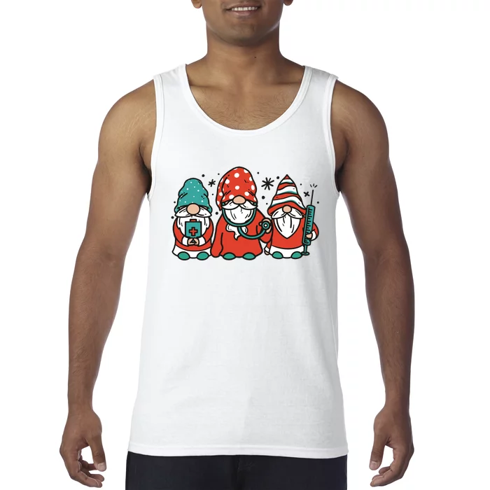 Christmas Nurse Gnomes Holiday Tank Top