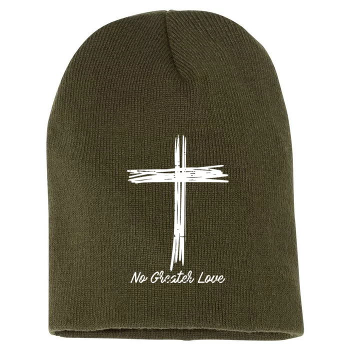 Cross No Greater Love Easter Jesus Religious Short Acrylic Beanie