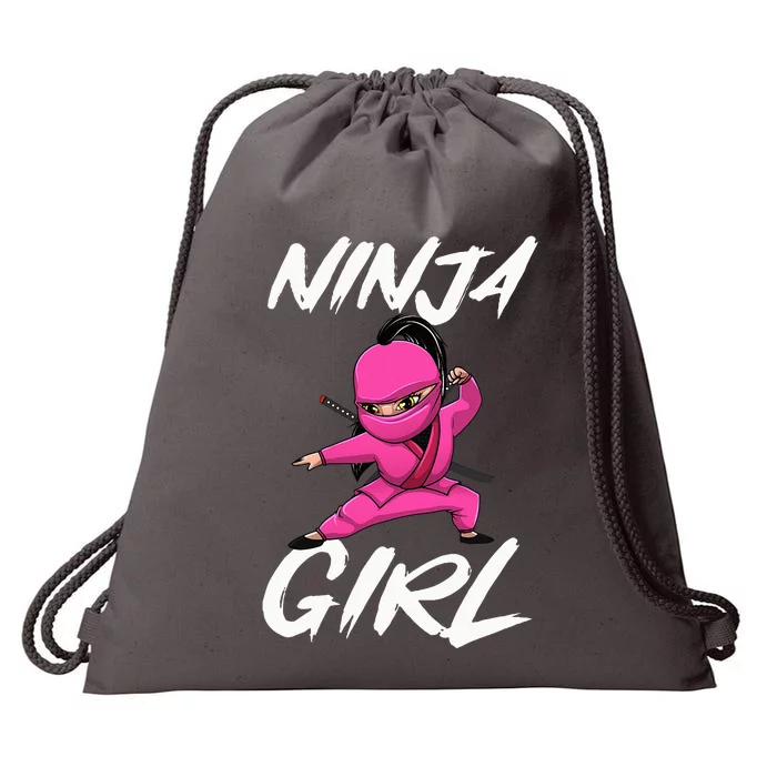 Cool Ninja Girl Art For Ninja Training Warrior Drawstring Bag