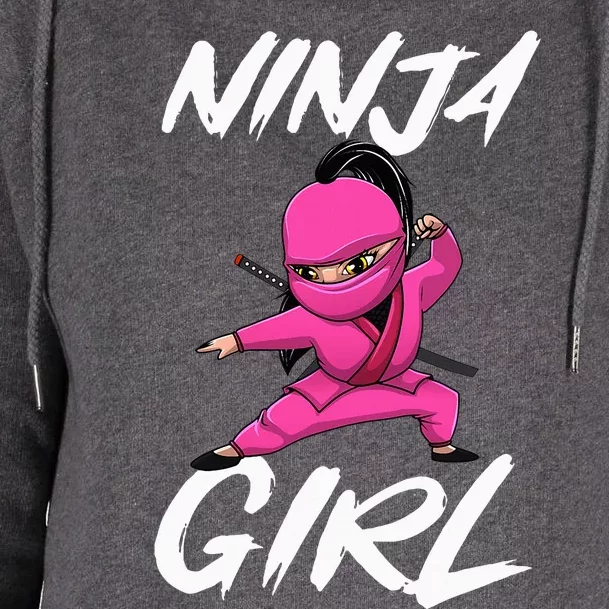 Cool Ninja Girl Art For Ninja Training Warrior Womens Funnel Neck Pullover Hood