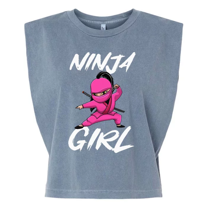 Cool Ninja Girl Art For Ninja Training Warrior Garment-Dyed Women's Muscle Tee