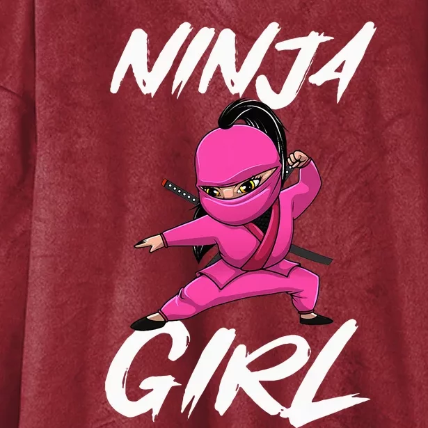 Cool Ninja Girl Art For Ninja Training Warrior Hooded Wearable Blanket