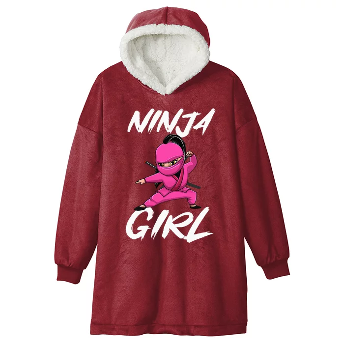 Cool Ninja Girl Art For Ninja Training Warrior Hooded Wearable Blanket