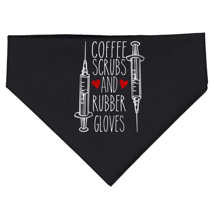 Coffee Nurse Gift Coffee Scrubs And Rubber Gloves Nurse Gift USA-Made Doggie Bandana