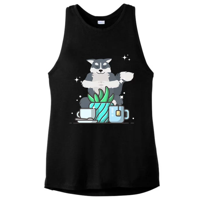 Cute Namaste Husky Dog Do Yoga Gardening Lover Coffee Lover Gift Ladies Tri-Blend Wicking Tank