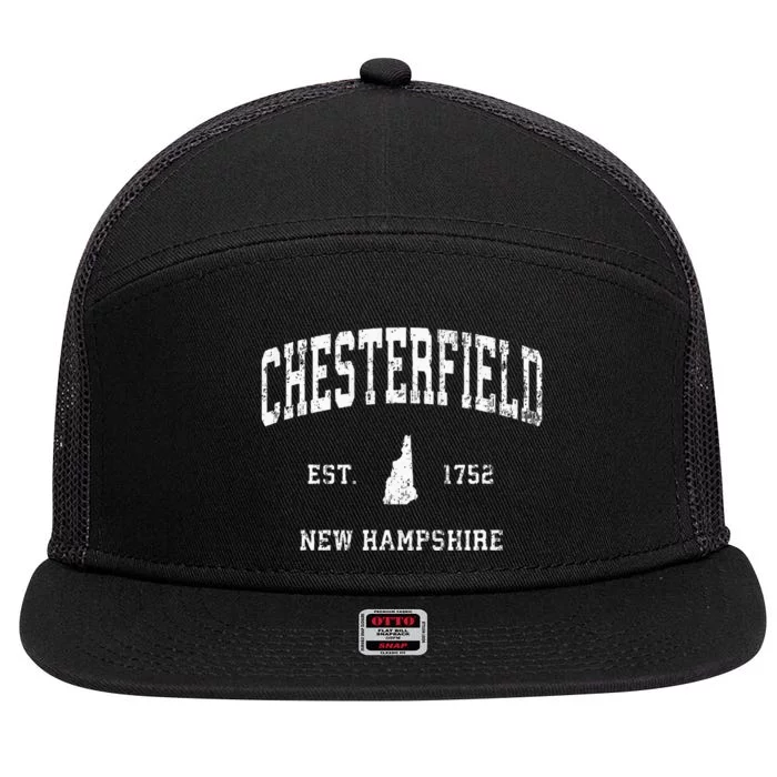 Chesterfield New Hampshire Nh Vintage Athletic Sports Design 7 Panel Mesh Trucker Snapback Hat