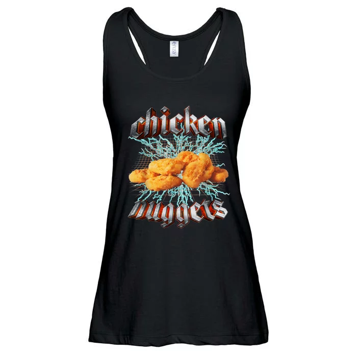 Chicken Nuggets Heavy Metal Hardcore Music Ladies Essential Flowy Tank