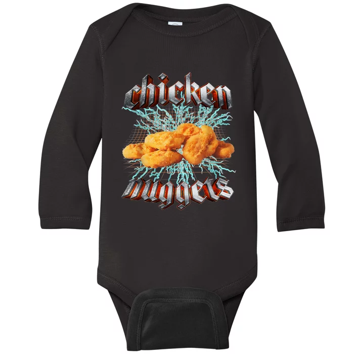 Chicken Nuggets Heavy Metal Hardcore Music Baby Long Sleeve Bodysuit