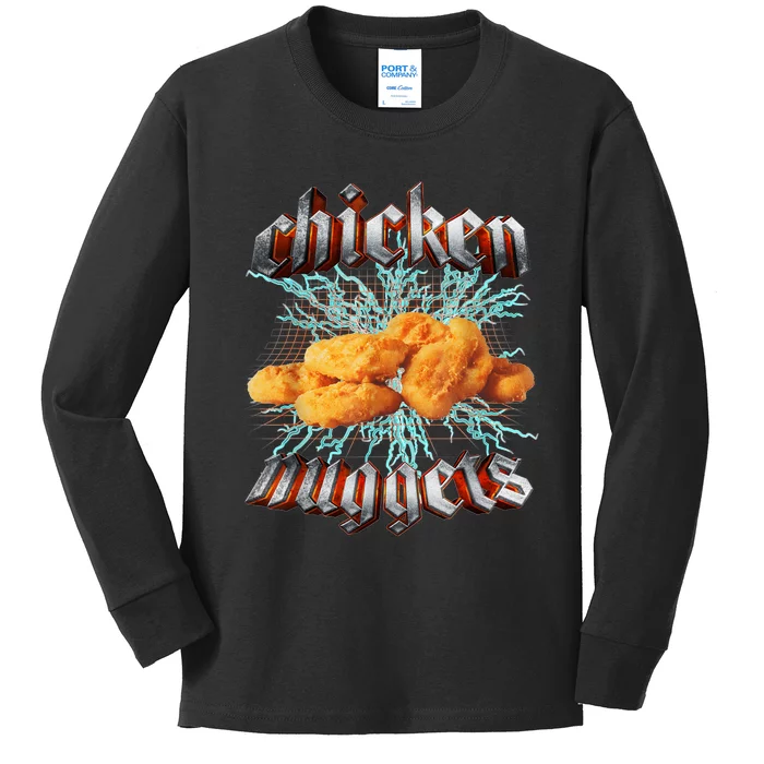 Chicken Nuggets Heavy Metal Hardcore Music Kids Long Sleeve Shirt