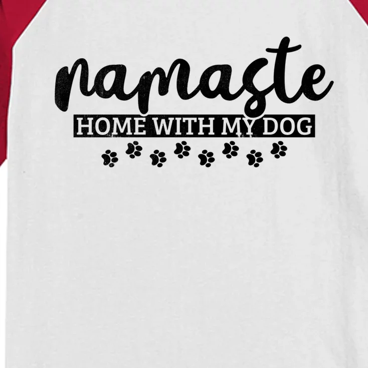 Cute Namaste Home With My Dog Funny Yoga Lover Tee Gift Kids Colorblock Raglan Jersey