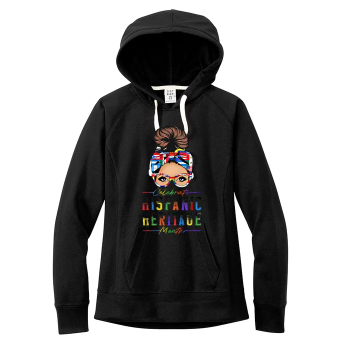 Celebrate National Hispanic Heritage Month Messy Bun Gift Women's Fleece Hoodie