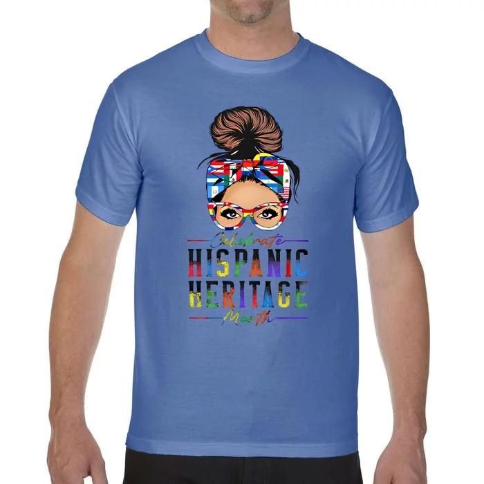 Celebrate National Hispanic Heritage Month Messy Bun Gift Comfort Colors T-Shirt