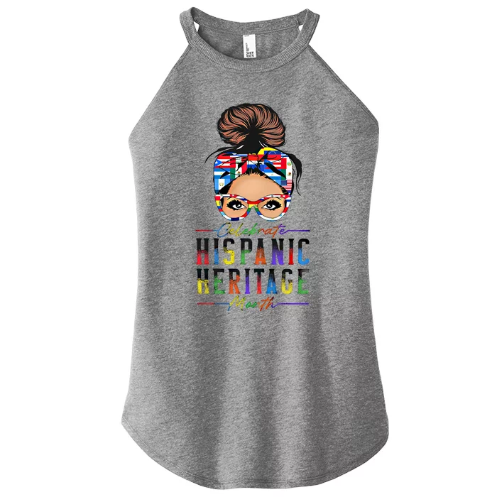 Celebrate National Hispanic Heritage Month Messy Bun Gift Women’s Perfect Tri Rocker Tank