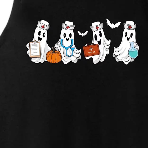 Cute Nurse Halloween Ghost Ladies Tri-Blend Wicking Tank