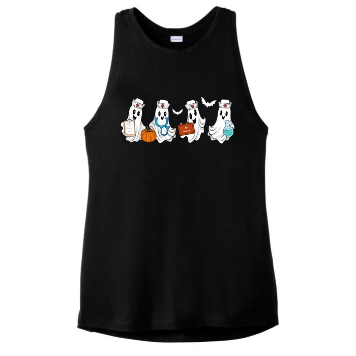 Cute Nurse Halloween Ghost Ladies Tri-Blend Wicking Tank