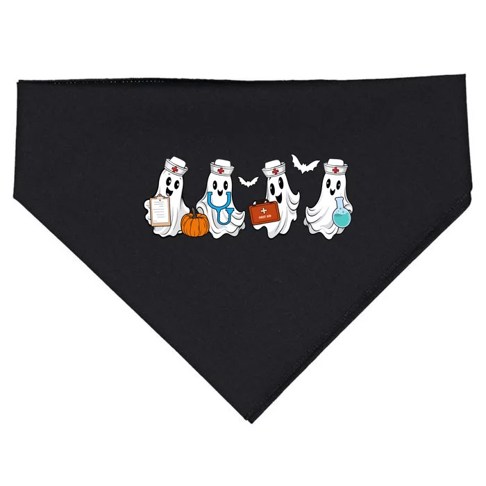 Cute Nurse Halloween Ghost USA-Made Doggie Bandana