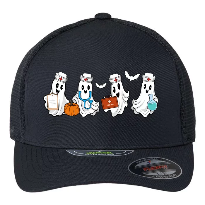 Cute Nurse Halloween Ghost Flexfit Unipanel Trucker Cap