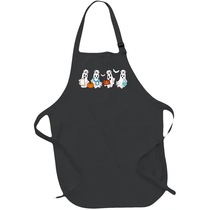 Cute Nurse Halloween Ghost Full-Length Apron With Pocket