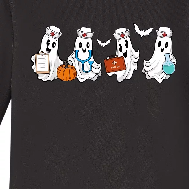 Cute Nurse Halloween Ghost Baby Long Sleeve Bodysuit