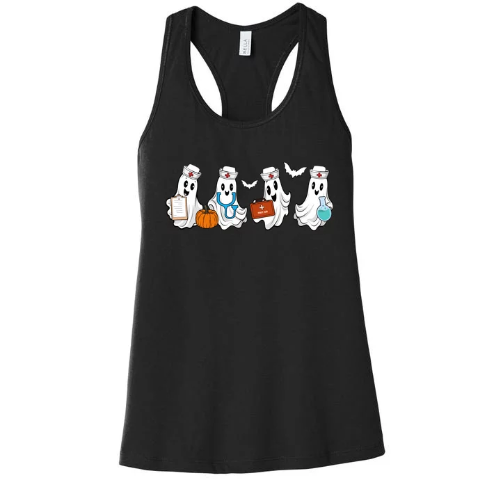 Cute Nurse Halloween Ghost Women's Racerback Tank