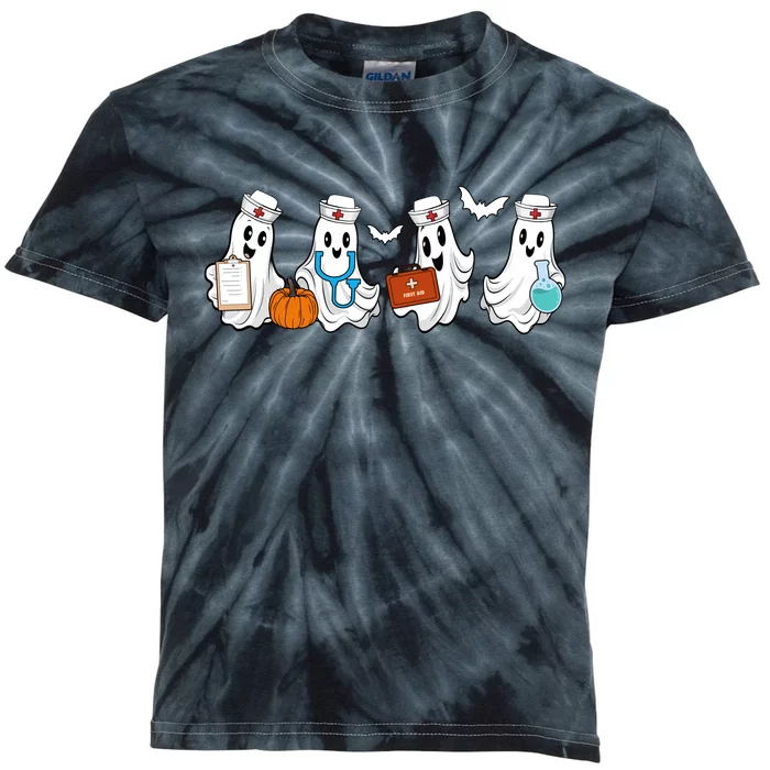 Cute Nurse Halloween Ghost Kids Tie-Dye T-Shirt