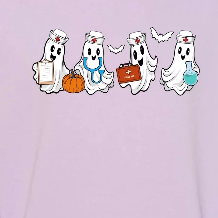 Cute Nurse Halloween Ghost Garment-Dyed Sweatshirt