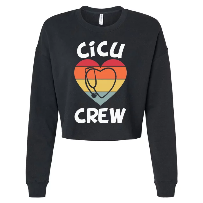 CICU Nurse Heart Stethoscope CNA Cardiac Intensive Care Unit Cropped Pullover Crew