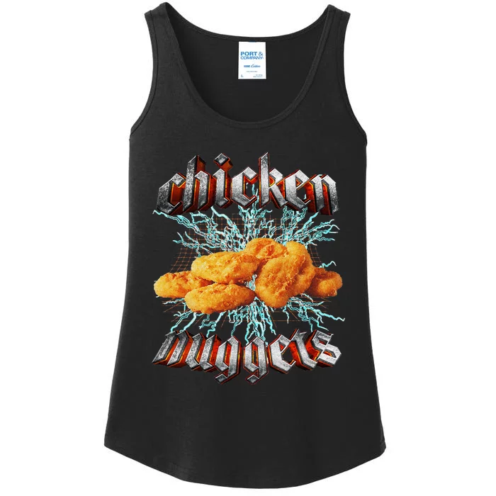 Chicken Nuggets Heavy Metal World Tour Hardcore Music Ladies Essential Tank