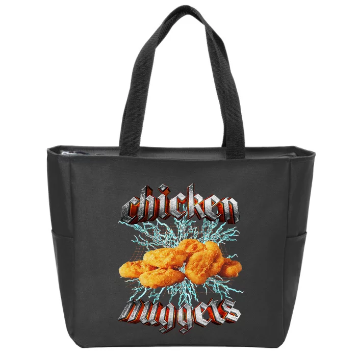 Chicken Nuggets Heavy Metal World Tour Hardcore Music Zip Tote Bag