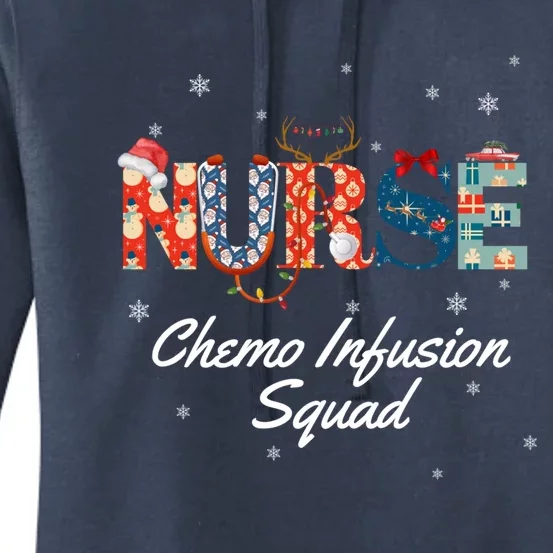 Christmas Nurse Holiday Scrubs Chemo Infusion Squad Gift Women's Pullover Hoodie