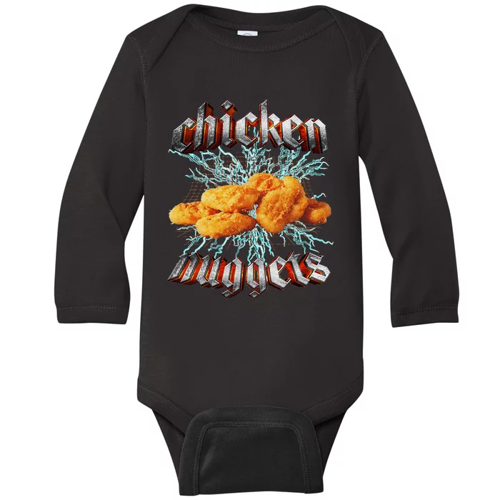 Chicken Nuggets Heavy Metal World Hardcore Music Baby Long Sleeve Bodysuit