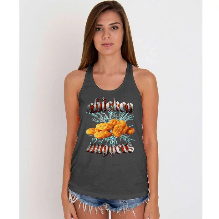 Chicken Nuggets Heavy Metal World Hardcore Music Women's Knotted Racerback Tank