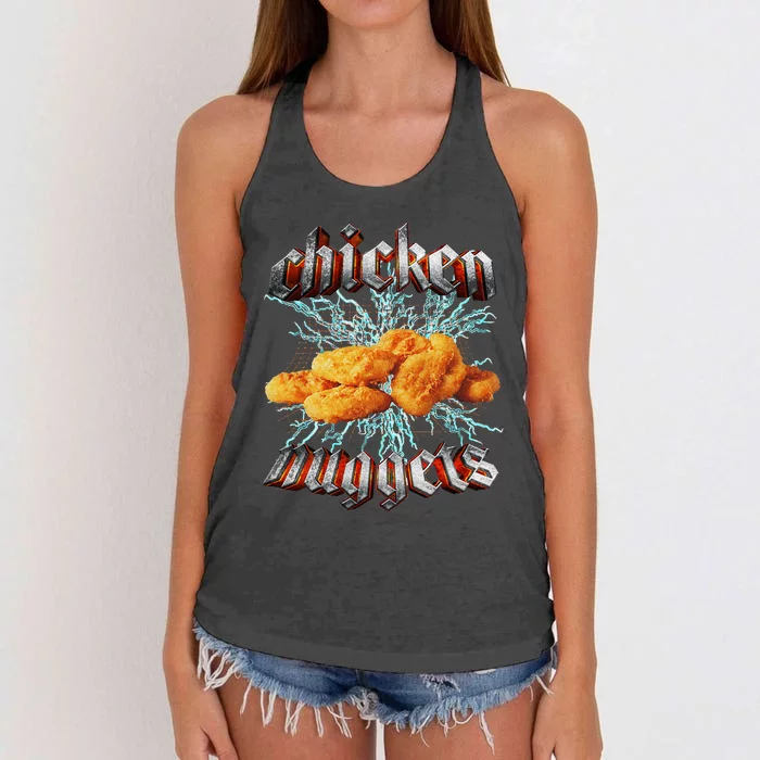 Chicken Nuggets Heavy Metal World Hardcore Music Women's Knotted Racerback Tank