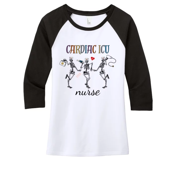 Cvicu Nurse Halloween Funny New Nurse Week Dancing Skeleton Gift Women's Tri-Blend 3/4-Sleeve Raglan Shirt