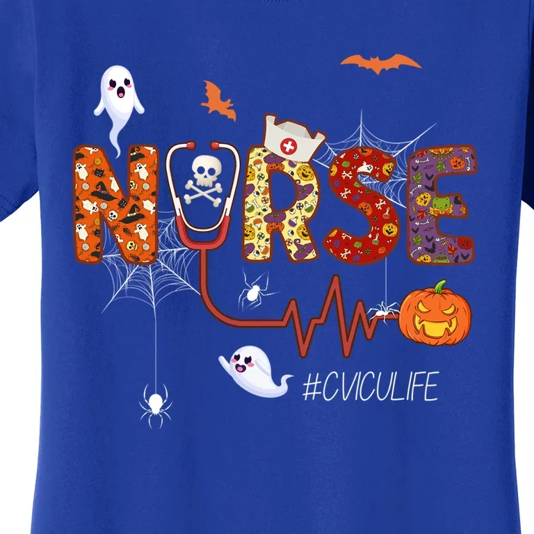 Cvicu Nurse Halloween Pumpkin Cardiovascular Icu Nursing Cool Gift Women's T-Shirt