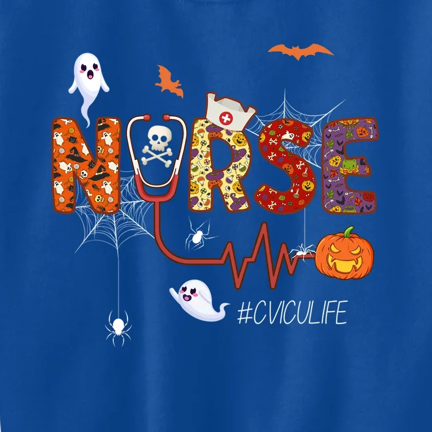 Cvicu Nurse Halloween Pumpkin Cardiovascular Icu Nursing Cool Gift Kids Sweatshirt