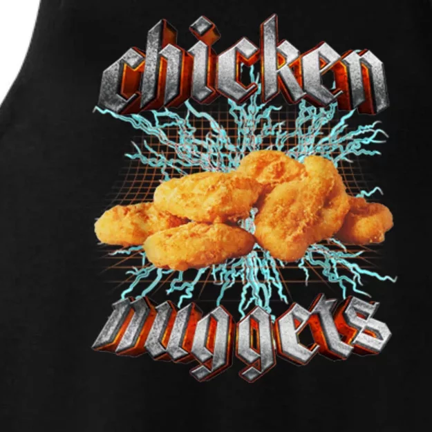 Chicken Nuggets Heavy Metal Funny Ladies Tri-Blend Wicking Tank