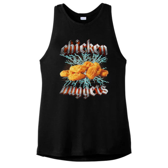 Chicken Nuggets Heavy Metal Funny Ladies Tri-Blend Wicking Tank