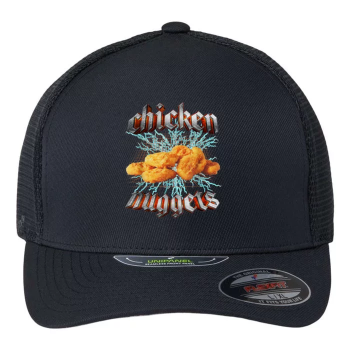 Chicken Nuggets Heavy Metal Funny Flexfit Unipanel Trucker Cap