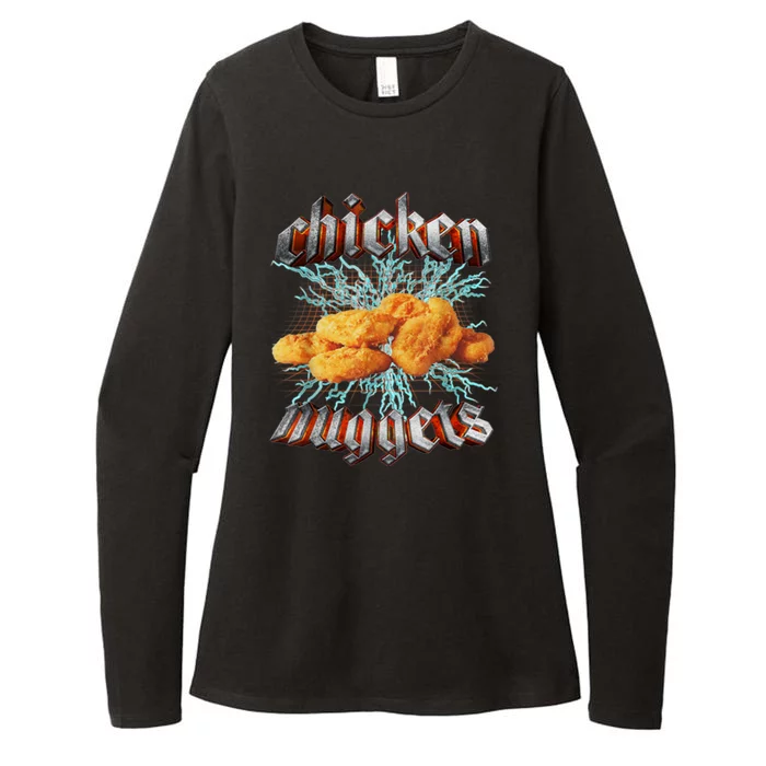 Chicken Nuggets Heavy Metal Funny Womens CVC Long Sleeve Shirt