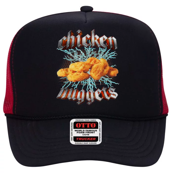 Chicken Nuggets Heavy Metal Funny High Crown Mesh Trucker Hat