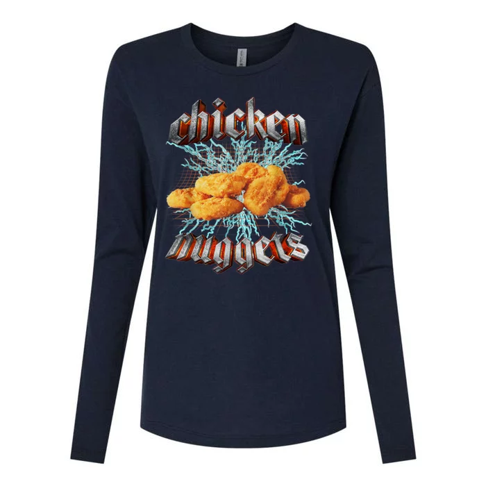 Chicken Nuggets Heavy Metal Funny Womens Cotton Relaxed Long Sleeve T-Shirt