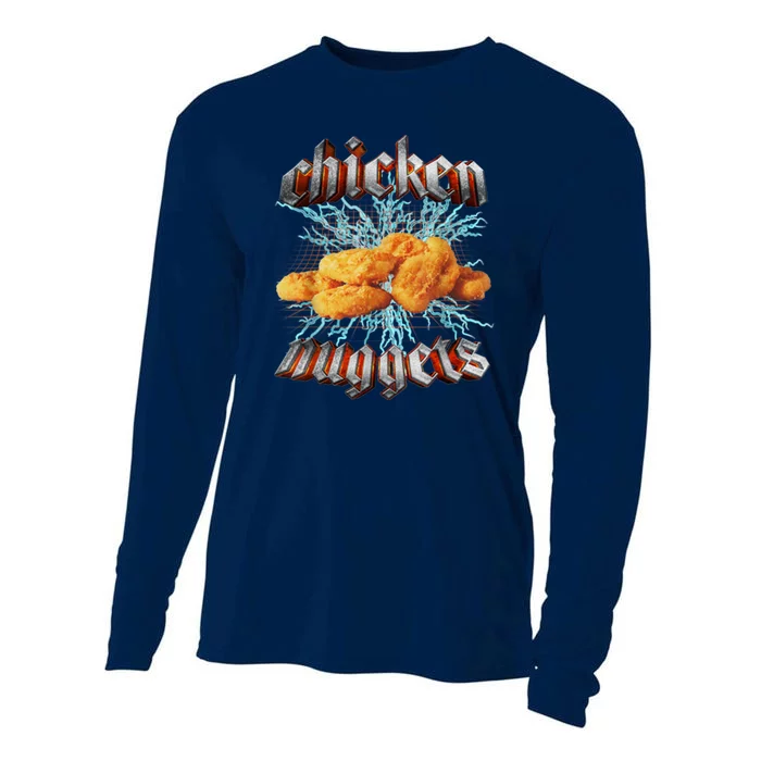 Chicken Nuggets Heavy Metal Funny Cooling Performance Long Sleeve Crew